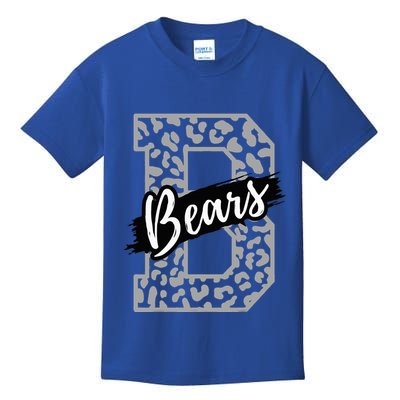 Bears School Sports Fan Team Spirits Mascot Heart Leopard Kids T-Shirt