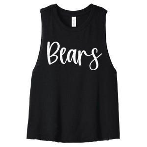 Bears School Spirit Team Mascot Game Night Women's Racerback Cropped Tank