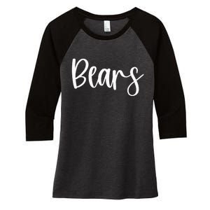 Bears School Spirit Team Mascot Game Night Women's Tri-Blend 3/4-Sleeve Raglan Shirt