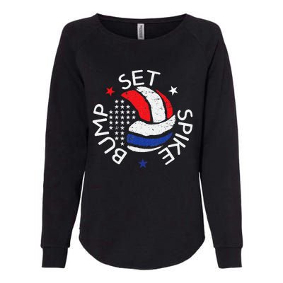 Bump Set Spike America Volleyball Red White Blue Womens California Wash Sweatshirt