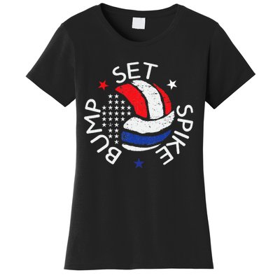 Bump Set Spike America Volleyball Red White Blue Women's T-Shirt