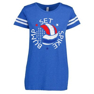 Bump Set Spike America Volleyball Red White Blue Enza Ladies Jersey Football T-Shirt