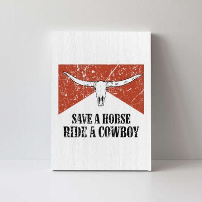 Bull Skull Save A Horse Ride A Cowboy Western Country Canvas