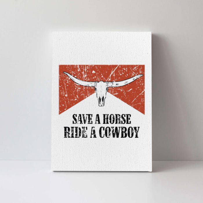 Bull Skull Save A Horse Ride A Cowboy Western Country Canvas