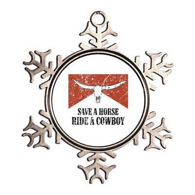 Bull Skull Save A Horse Ride A Cowboy Western Country Metallic Star Ornament