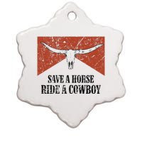 Bull Skull Save A Horse Ride A Cowboy Western Country Ceramic Star Ornament