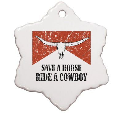 Bull Skull Save A Horse Ride A Cowboy Western Country Ceramic Star Ornament