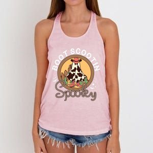 Boot Scootin Spooky Western Halloween Ghost Spooky Season Great Gift Women's Knotted Racerback Tank