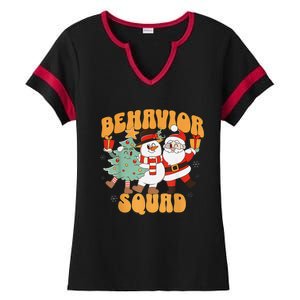 Behavioral Squad Santa Snowman Aba Therapist Christmas Ladies Halftime Notch Neck Tee