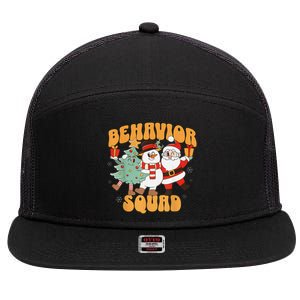 Behavioral Squad Santa Snowman Aba Therapist Christmas 7 Panel Mesh Trucker Snapback Hat