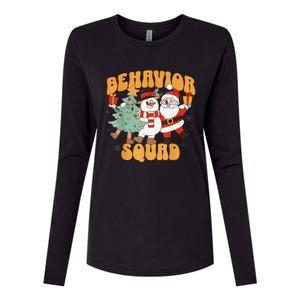 Behavioral Squad Santa Snowman Aba Therapist Christmas Womens Cotton Relaxed Long Sleeve T-Shirt