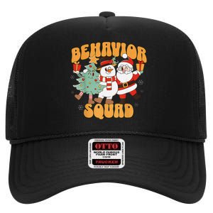 Behavioral Squad Santa Snowman Aba Therapist Christmas High Crown Mesh Back Trucker Hat