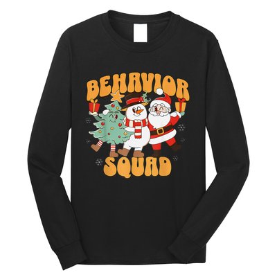 Behavioral Squad Santa Snowman Aba Therapist Christmas Long Sleeve Shirt