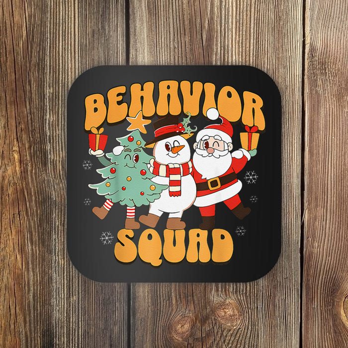 Behavioral Squad Santa Snowman Aba Therapist Christmas Coaster