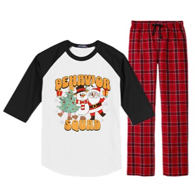 Behavioral Squad Santa Snowman Aba Therapist Christmas Raglan Sleeve Pajama Set