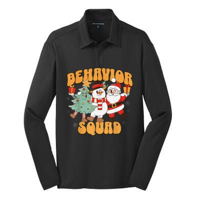 Behavioral Squad Santa Snowman Aba Therapist Christmas Silk Touch Performance Long Sleeve Polo