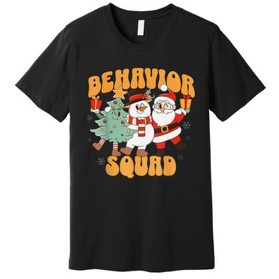 Behavioral Squad Santa Snowman Aba Therapist Christmas Premium T-Shirt