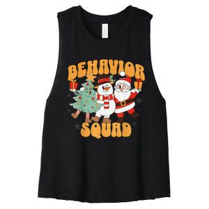 Behavioral Squad Santa Snowman Aba Therapist Christmas Women's Racerback Cropped Tank