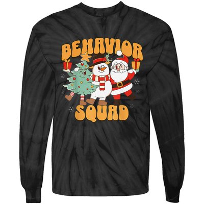 Behavioral Squad Santa Snowman Aba Therapist Christmas Tie-Dye Long Sleeve Shirt