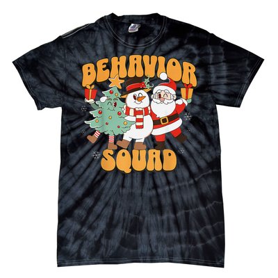 Behavioral Squad Santa Snowman Aba Therapist Christmas Tie-Dye T-Shirt