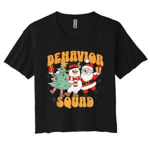 Behavioral Squad Santa Snowman Aba Therapist Christmas Women's Crop Top Tee