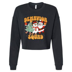 Behavioral Squad Santa Snowman Aba Therapist Christmas Cropped Pullover Crew