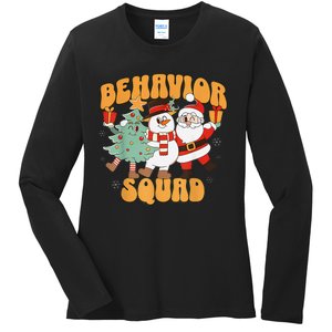 Behavioral Squad Santa Snowman Aba Therapist Christmas Ladies Long Sleeve Shirt