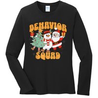 Behavioral Squad Santa Snowman Aba Therapist Christmas Ladies Long Sleeve Shirt