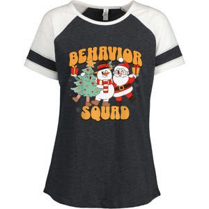 Behavioral Squad Santa Snowman Aba Therapist Christmas Enza Ladies Jersey Colorblock Tee