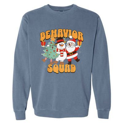 Behavioral Squad Santa Snowman Aba Therapist Christmas Garment-Dyed Sweatshirt