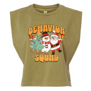 Behavioral Squad Santa Snowman Aba Therapist Christmas Garment-Dyed Women's Muscle Tee