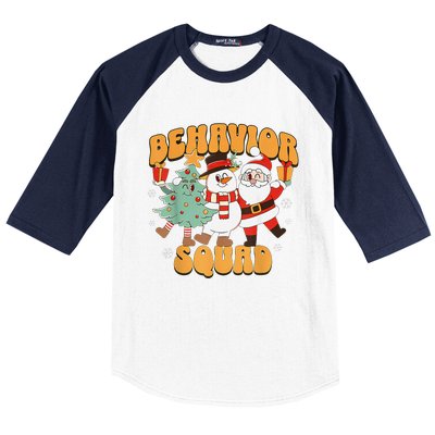 Behavioral Squad Santa Snowman Aba Therapist Christmas Baseball Sleeve Shirt