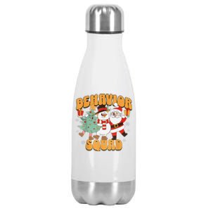 Behavioral Squad Santa Snowman Aba Therapist Christmas Stainless Steel Insulated Water Bottle