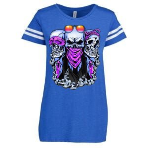 Biker Skull See No Evil Hear No Evil Speak No Evil Enza Ladies Jersey Football T-Shirt