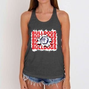 Bulldogs School Sports Fan Team Spirit Women's Knotted Racerback Tank