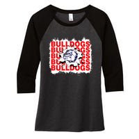 Bulldogs School Sports Fan Team Spirit Women's Tri-Blend 3/4-Sleeve Raglan Shirt