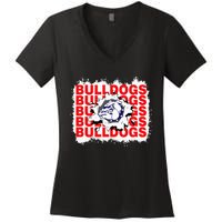 Bulldogs School Sports Fan Team Spirit Women's V-Neck T-Shirt