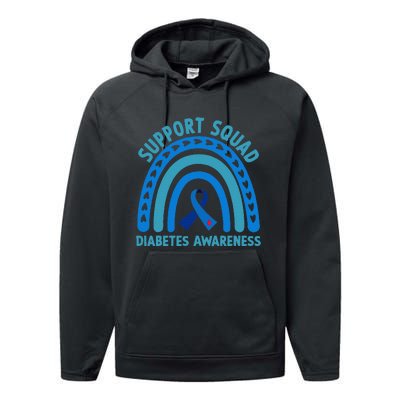 Blue Support Squad Diabetes Awareness Performance Fleece Hoodie