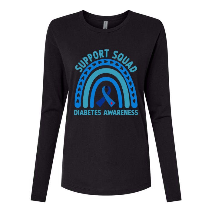 Blue Support Squad Diabetes Awareness Womens Cotton Relaxed Long Sleeve T-Shirt