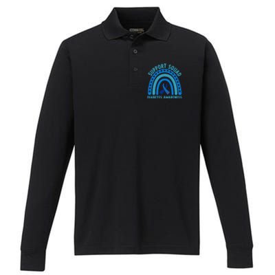 Blue Support Squad Diabetes Awareness Performance Long Sleeve Polo