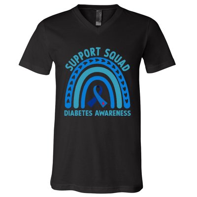 Blue Support Squad Diabetes Awareness V-Neck T-Shirt