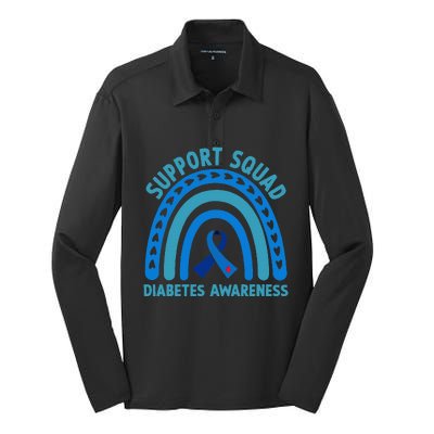 Blue Support Squad Diabetes Awareness Silk Touch Performance Long Sleeve Polo