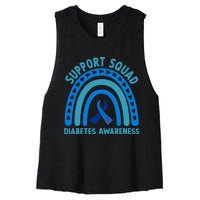 Blue Support Squad Diabetes Awareness Women's Racerback Cropped Tank