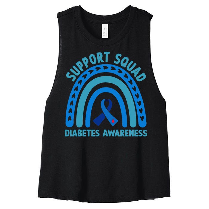 Blue Support Squad Diabetes Awareness Women's Racerback Cropped Tank