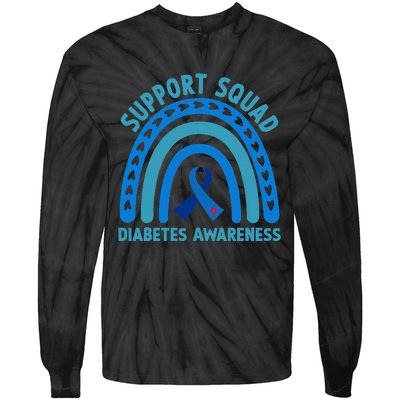 Blue Support Squad Diabetes Awareness Tie-Dye Long Sleeve Shirt