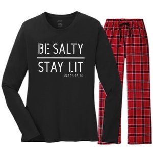 Be Salty Stay Lit Matthew 51314 Christian Gift Women's Long Sleeve Flannel Pajama Set 