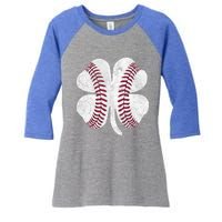 Baseball Shamrock St Patrick's Day Saint Paddy's Irish Gift Women's Tri-Blend 3/4-Sleeve Raglan Shirt