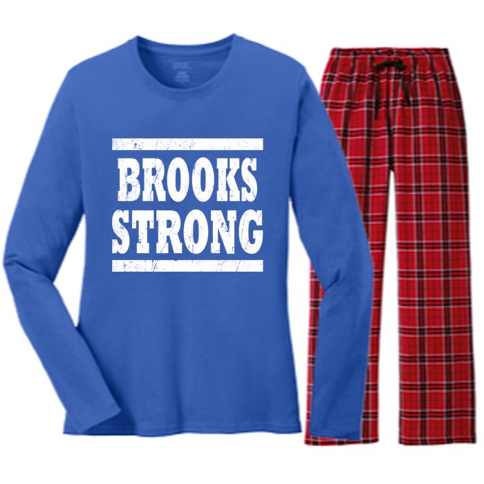 Brooks Strong Squad Family Reunion Last Name Team Custom Gift Women's Long Sleeve Flannel Pajama Set 