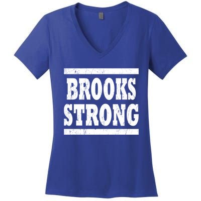 Brooks Strong Squad Family Reunion Last Name Team Custom Gift Women's V-Neck T-Shirt