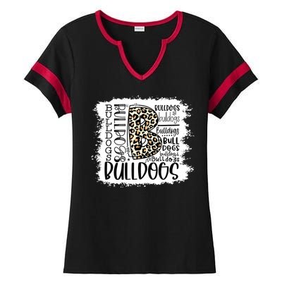 Bulldogs School Sports Fan Team Spirit Mascot Gift Bleach Ladies Halftime Notch Neck Tee